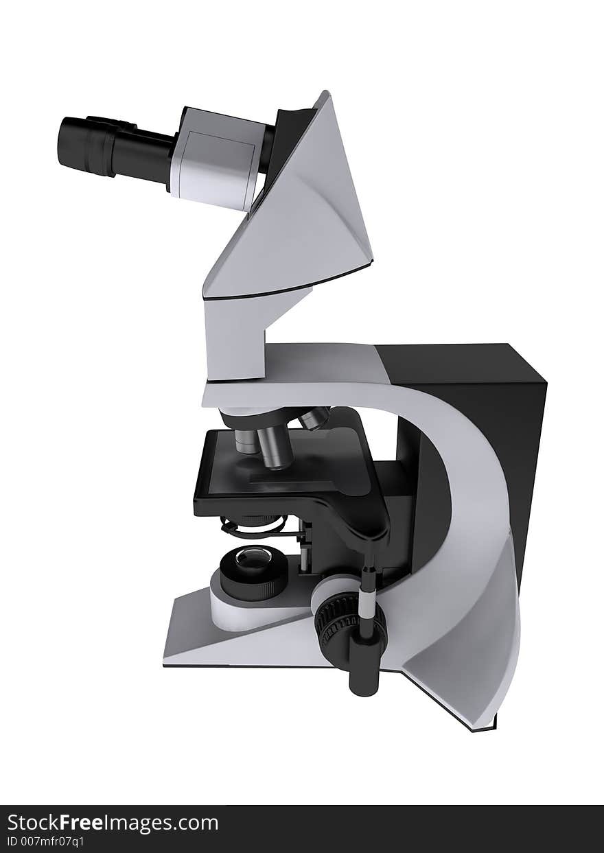 3d rendered model of a microscope