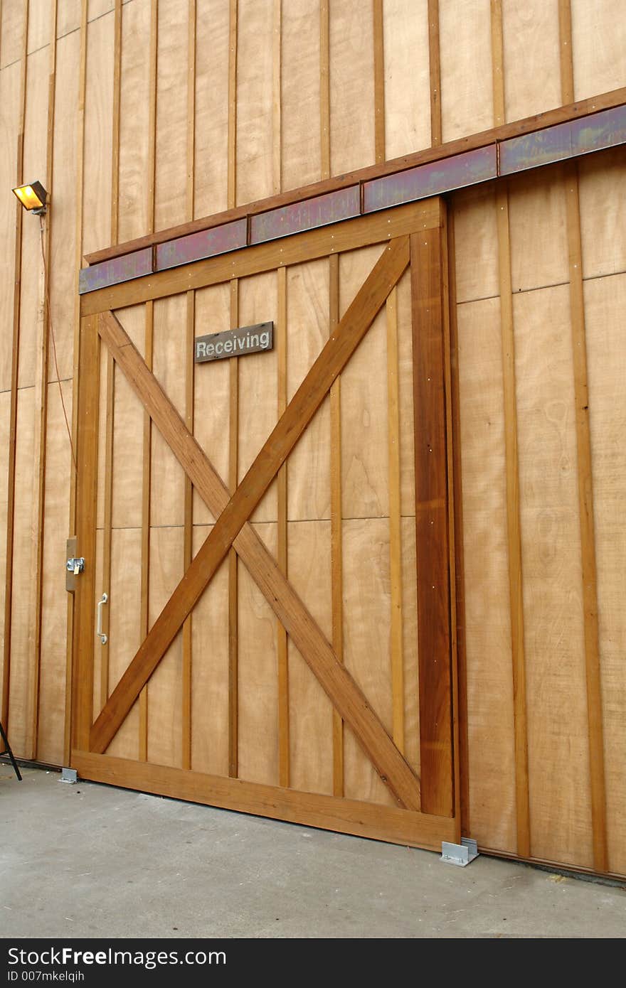 Sliding door to storage barn. Sliding door to storage barn