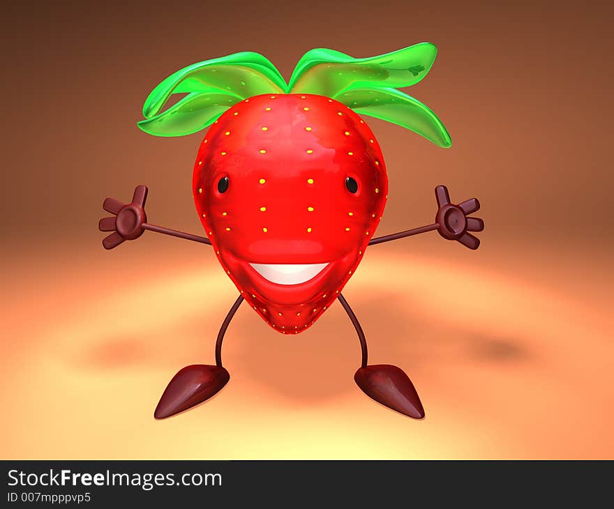 3D toon strawberry