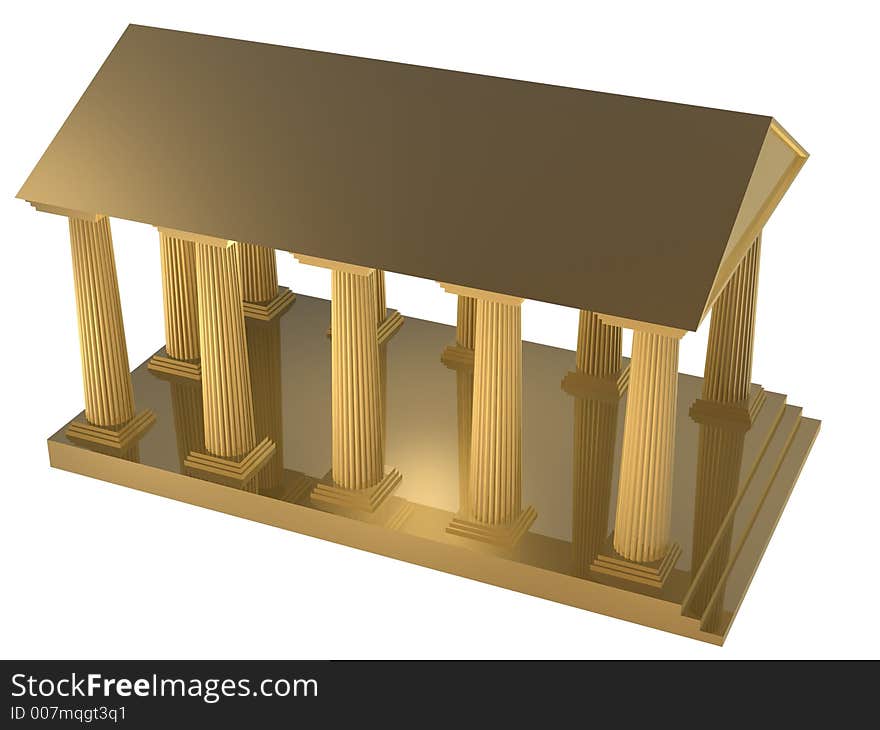 3d golden building of ancient rome. 3d golden building of ancient rome