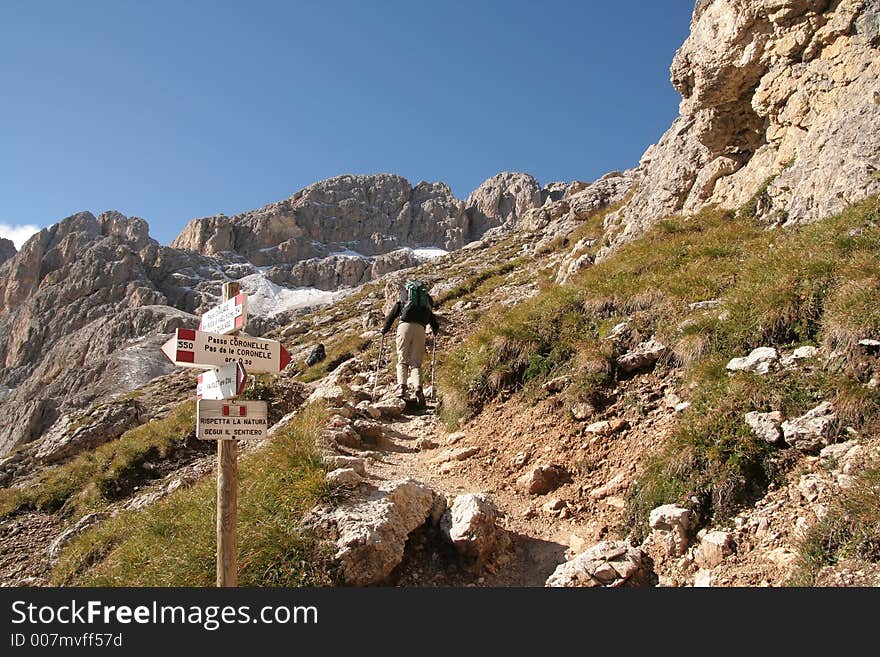 Trekkers In The Dolomites