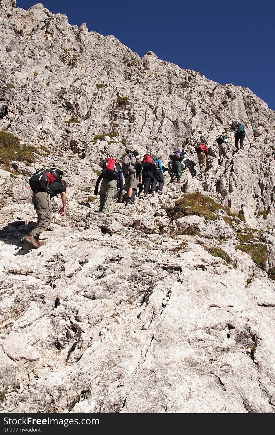 Trekkers In The Dolomites