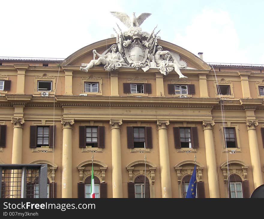 Front facade of building in Rome city. Front facade of building in Rome city