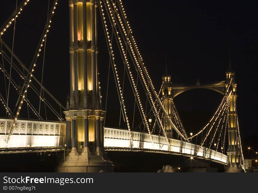 The albert Bridge at night in London.