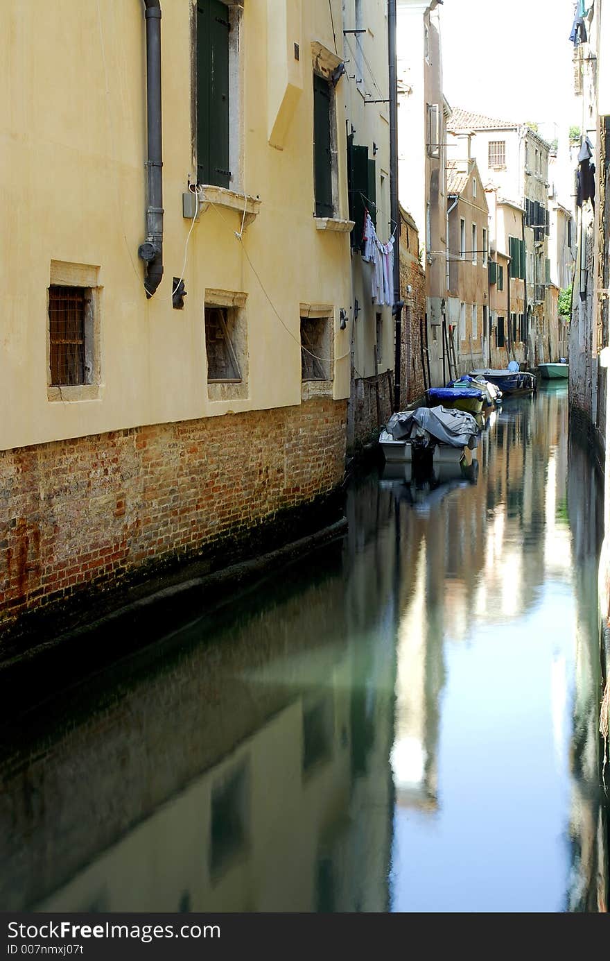 One of the back street canals that makes Venice so tranquil and romantic. One of the back street canals that makes Venice so tranquil and romantic.