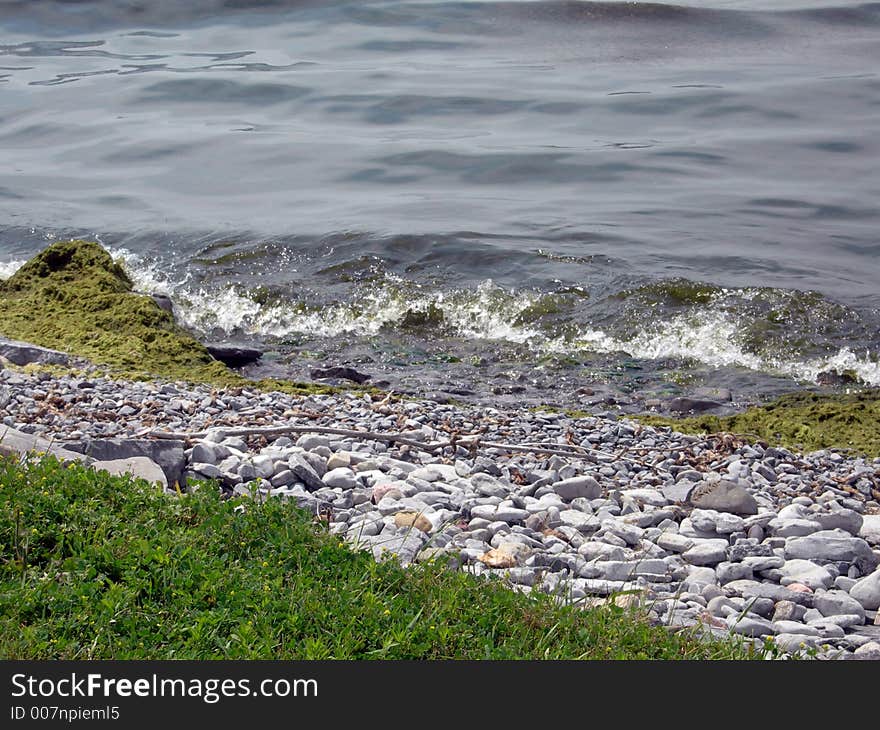 Beautiful lake landscape with rushing waves. Beautiful lake landscape with rushing waves