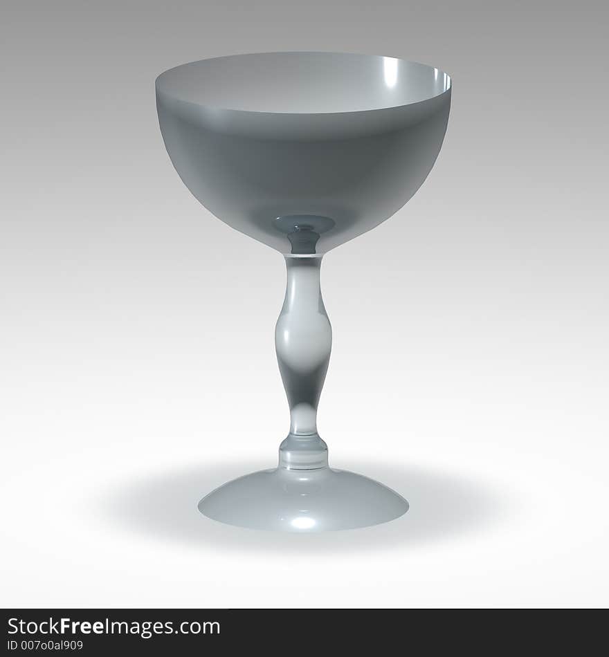 Simple 3d wine glass on a grey background