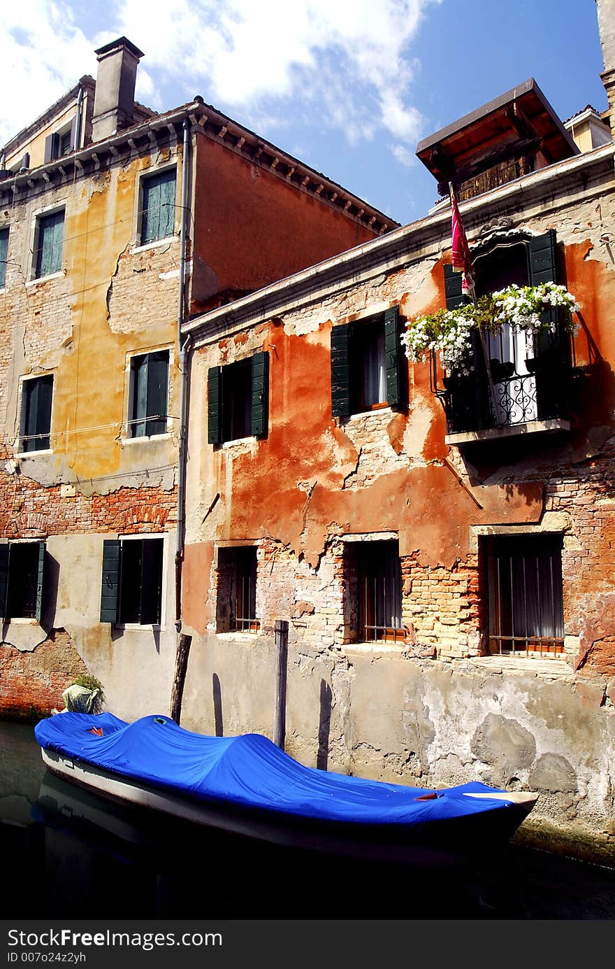 A simple but wonderfully colourful and peaceful setting on a canal in Venice. A simple but wonderfully colourful and peaceful setting on a canal in Venice.