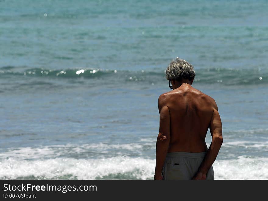 Man thinking on the beach. Man thinking on the beach