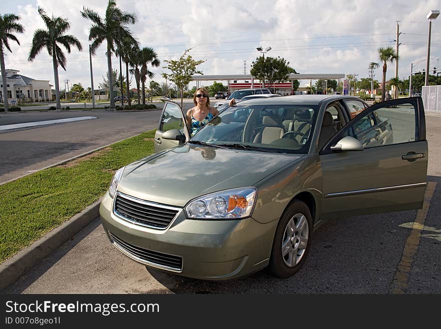 Florida woman and the car. Florida woman and the car