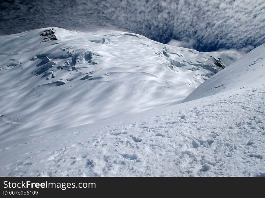 High alpine mountain - Dome du Gouter (4305m). High alpine mountain - Dome du Gouter (4305m)