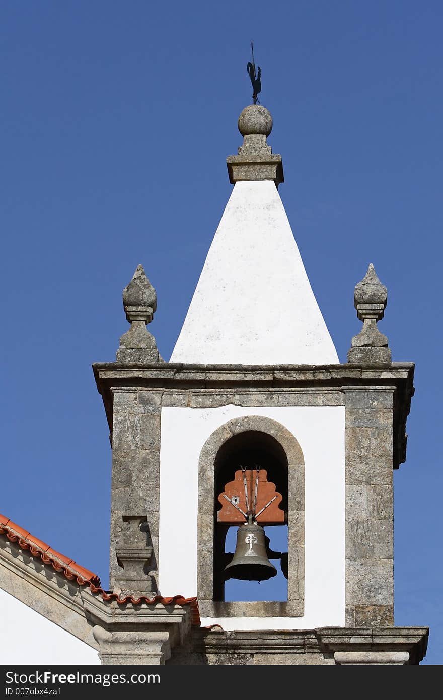 Belfry of the old, white church