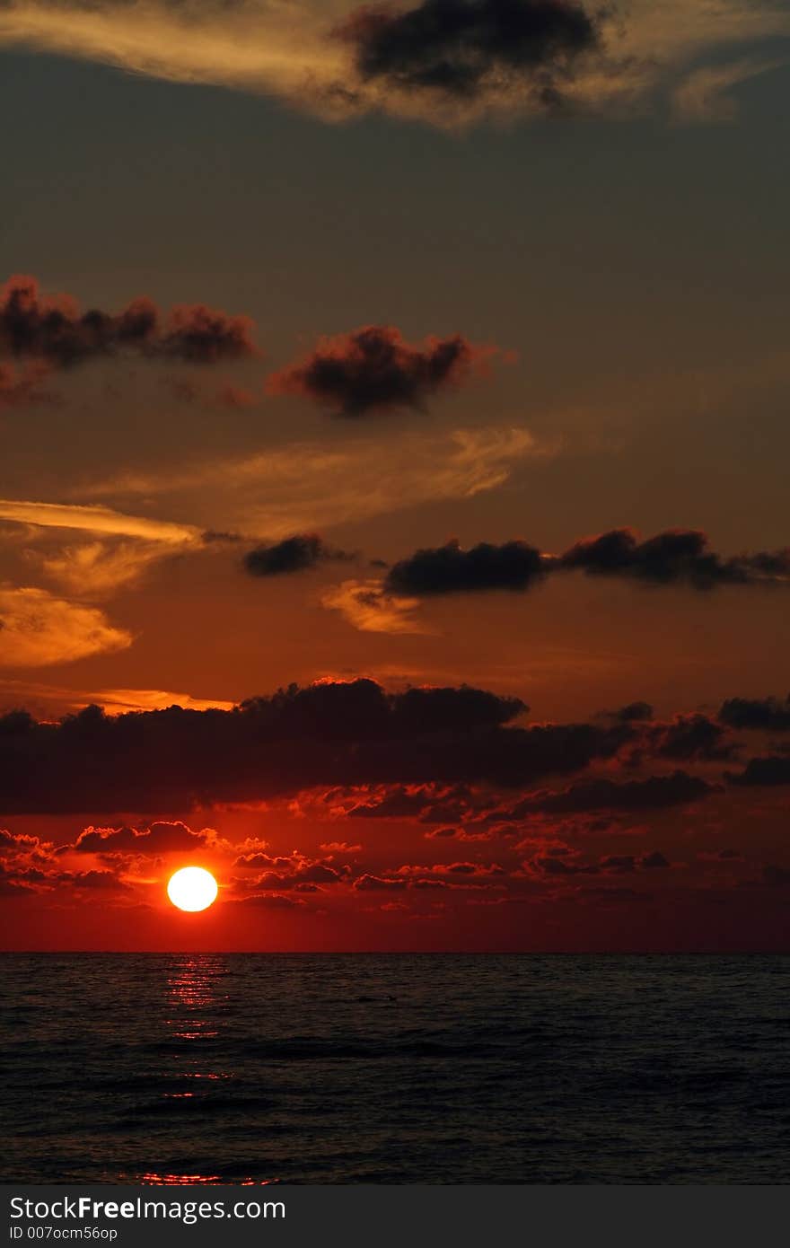 Red sunrise on the black sea