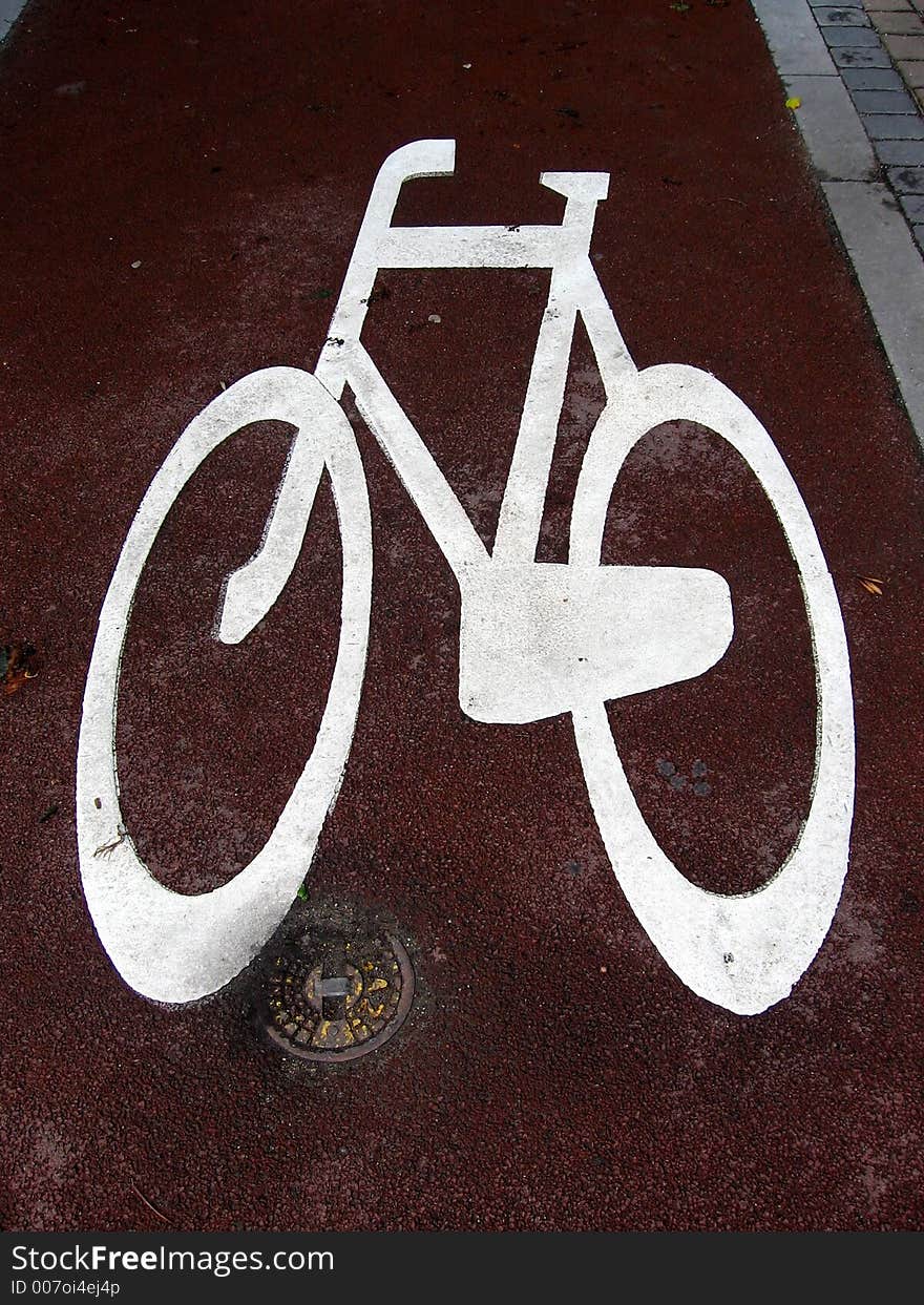 Paint bicycle sign on bike lane. Paint bicycle sign on bike lane