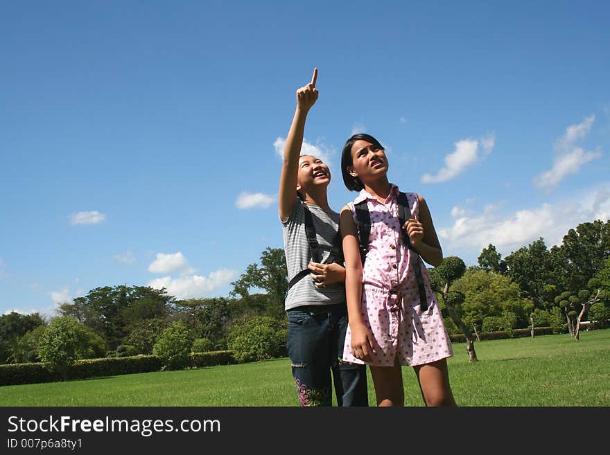 Two girls having a good time. Two girls having a good time.