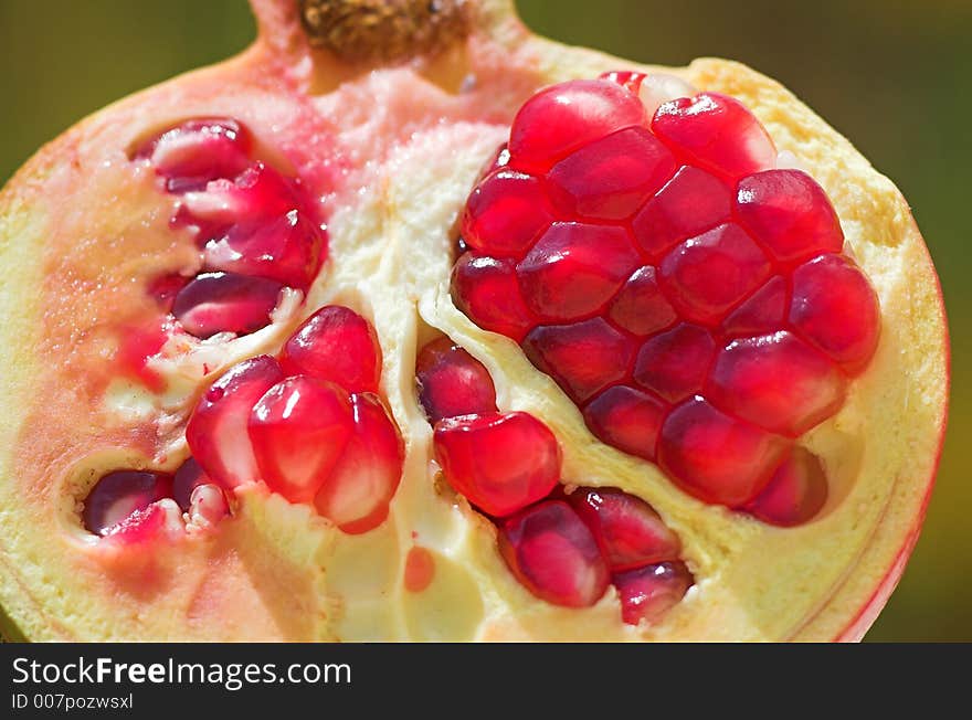 Macro of an open pomegranate