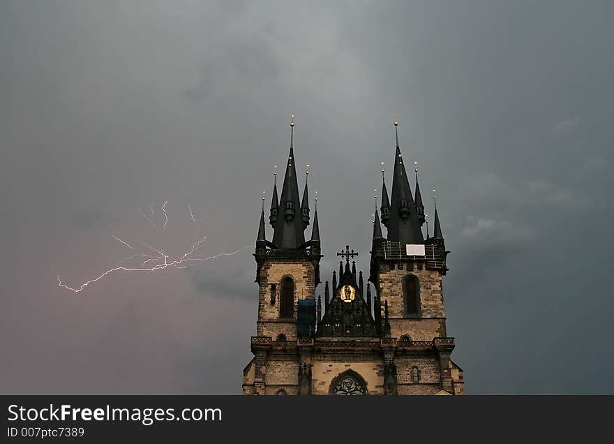 Church And Thunder Storm