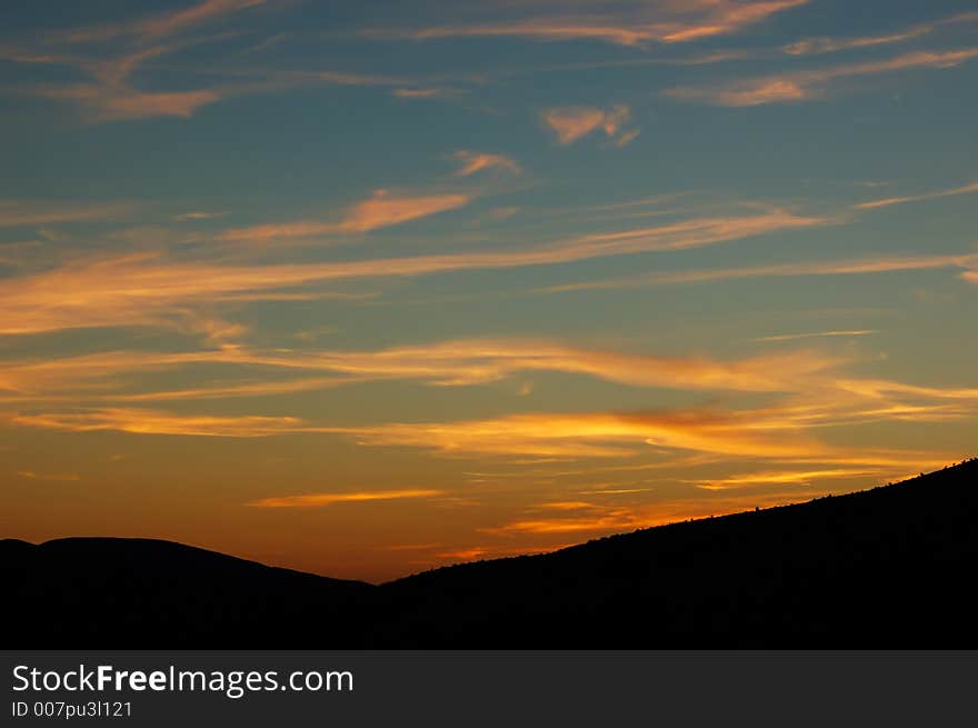 Impressive sunset in a country. Impressive sunset in a country