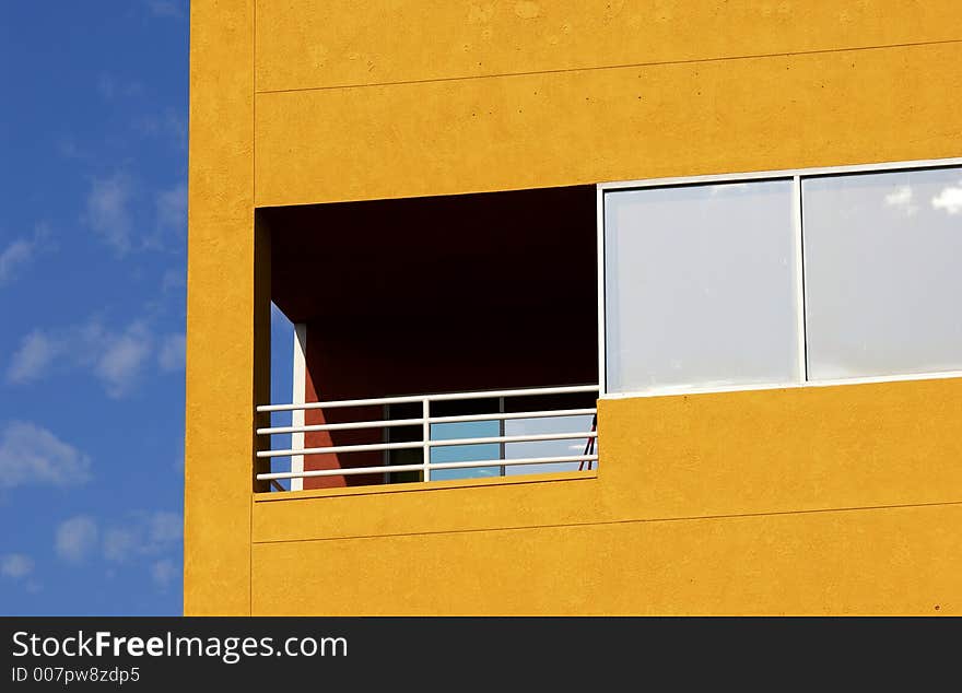 A modern building and a blue sky