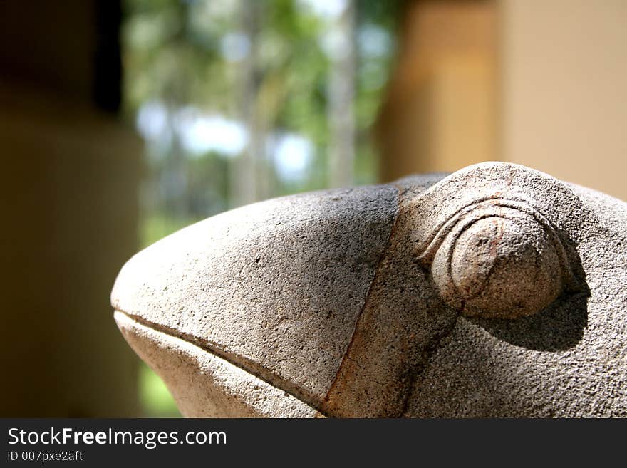 Stone frog at a resort