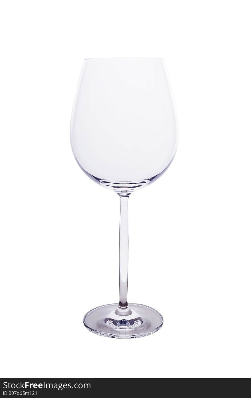 Isolated empty wine glass with blue tone. Isolated empty wine glass with blue tone