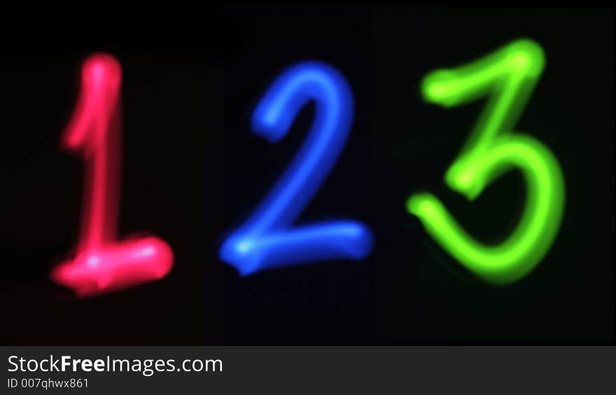 123 written with light on long exposure