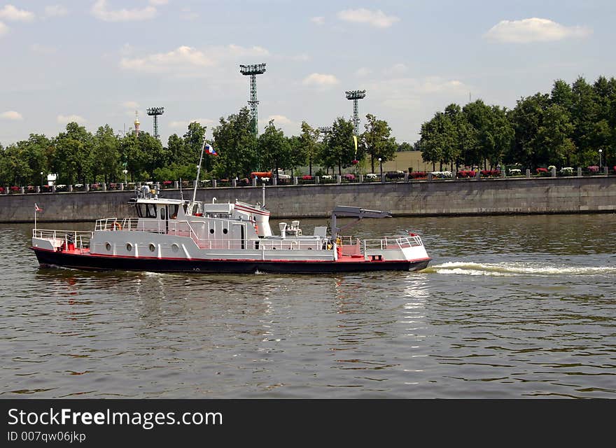 The ship is floating on the Moscow - river