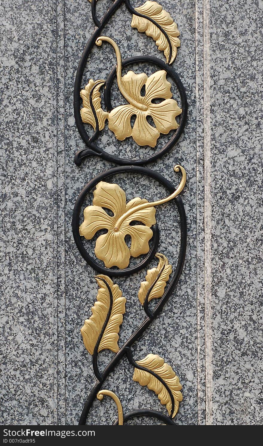 Decoration of pillar pattern over flowers. Decoration of pillar pattern over flowers