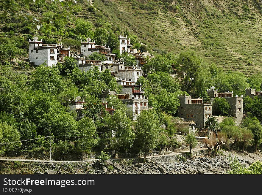 Architecture group of Zang, a minority nation in China located in Sichuan province. Architecture group of Zang, a minority nation in China located in Sichuan province