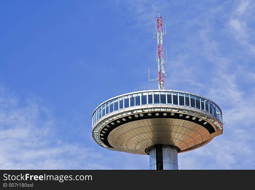 Hitech Office tower against bluesky.