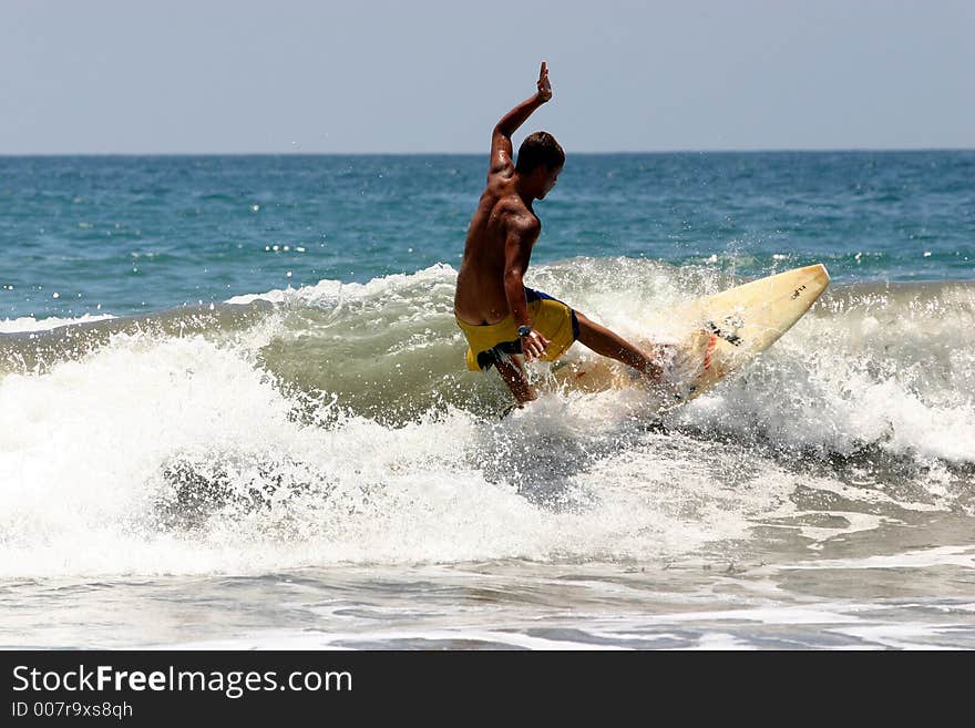 Tropical Beach Man Surfing