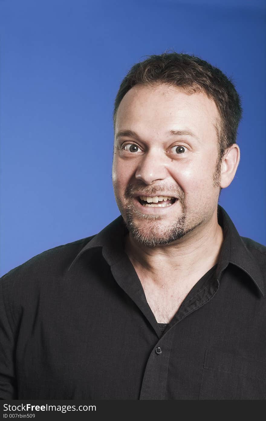 Man's portrait over blue background