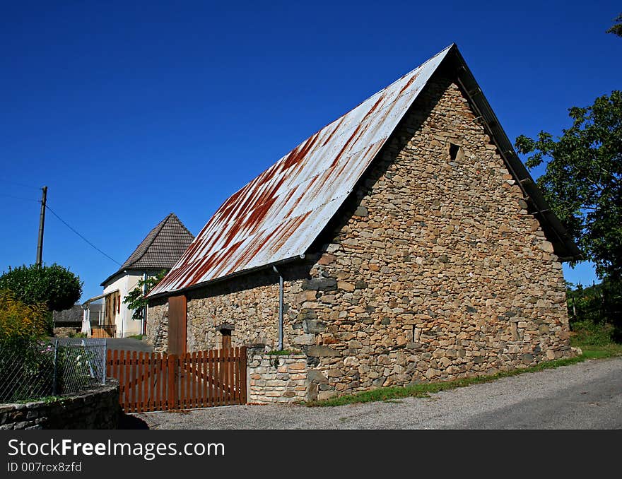 Stone farmhouse on street