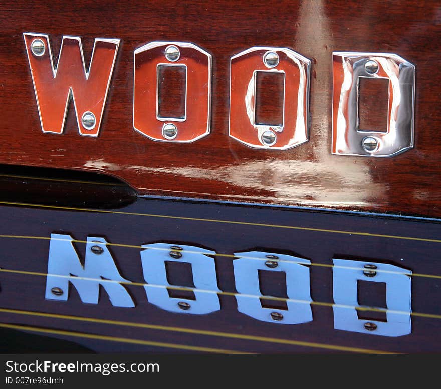 Boat nameplate reflection. Boat nameplate reflection