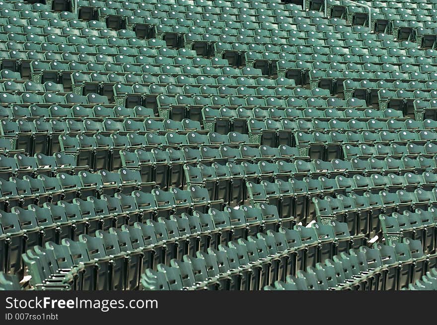 Numbered stadium seats in ballpark