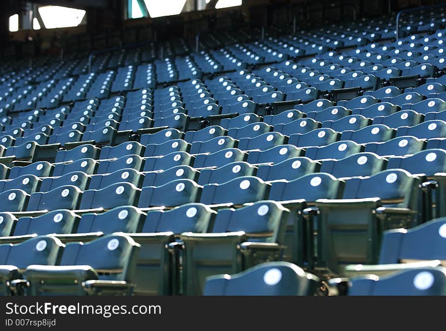 Numbered stadium seats in ballpark