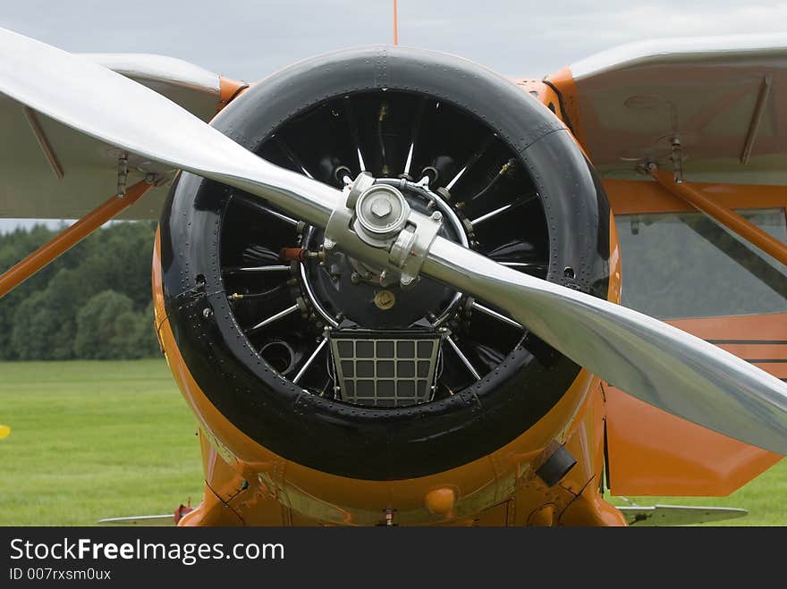 Close up of aircraft with ropeller drive. Close up of aircraft with ropeller drive