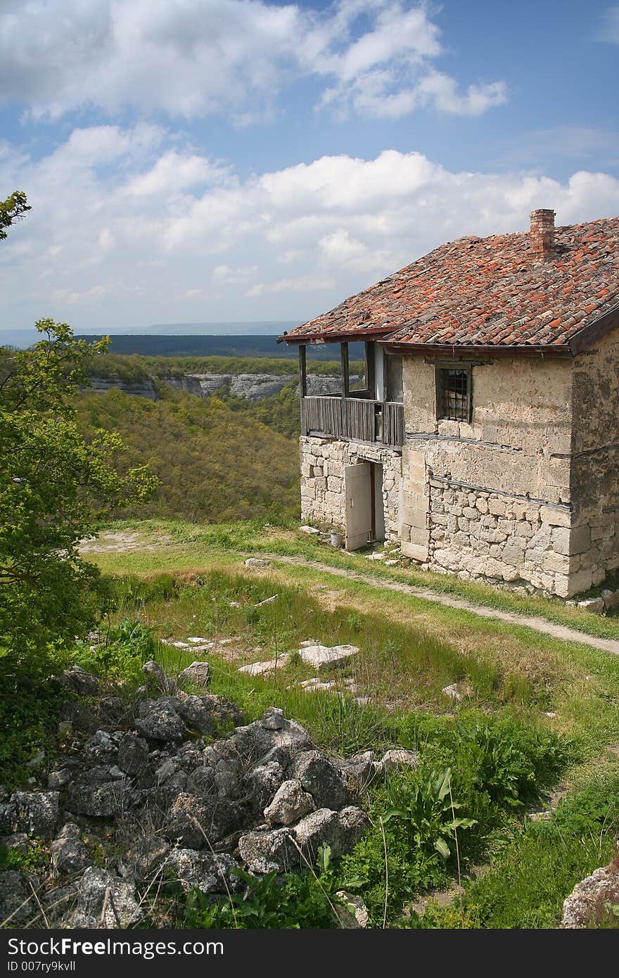 Ancient stone hut. Is highly in mountains. Earlier people here lived. Now there come the tourists. Ancient stone hut. Is highly in mountains. Earlier people here lived. Now there come the tourists.