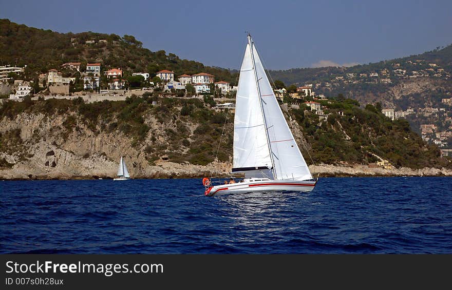 White And Red Sailboat