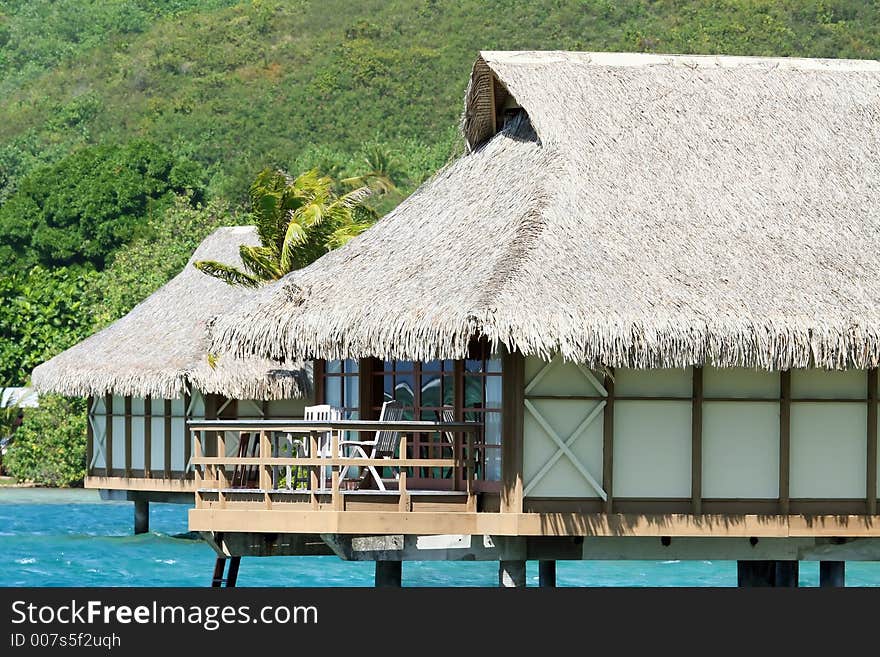 Overwater bungalow at a Moorea resort