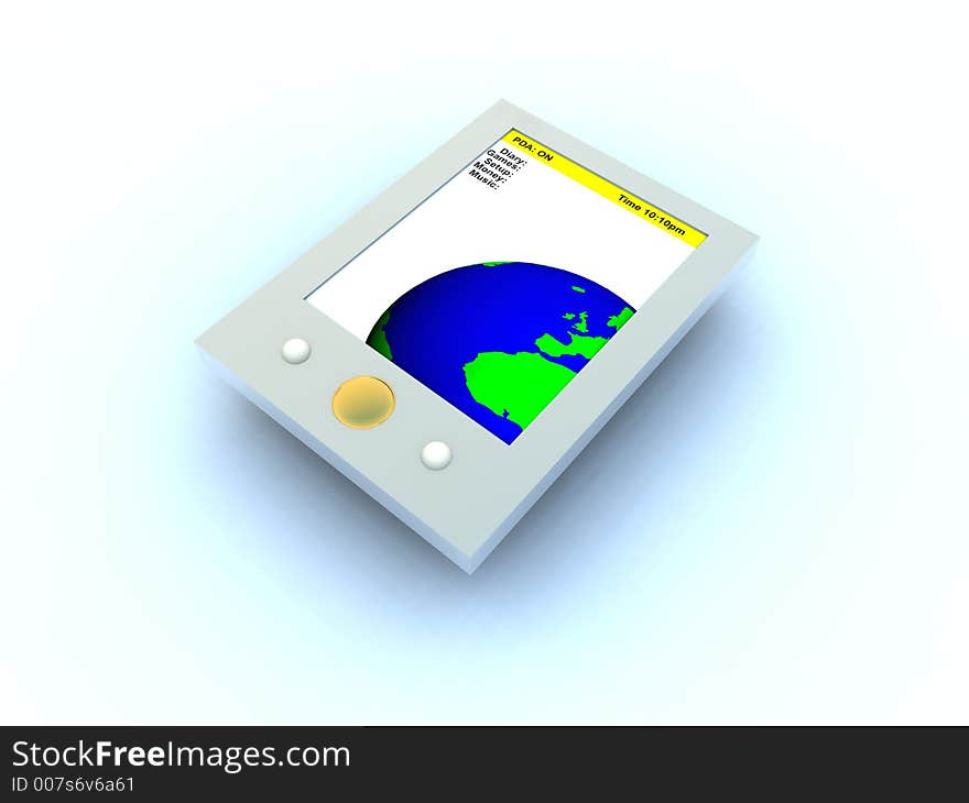 A computer created image of a PDA. A computer created image of a PDA.