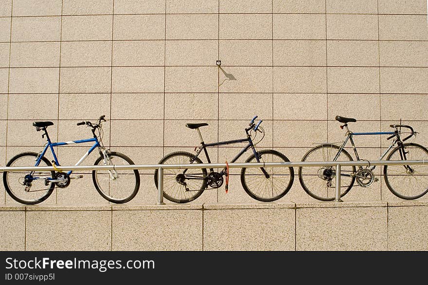 Bike parking and modern wall. Bike parking and modern wall