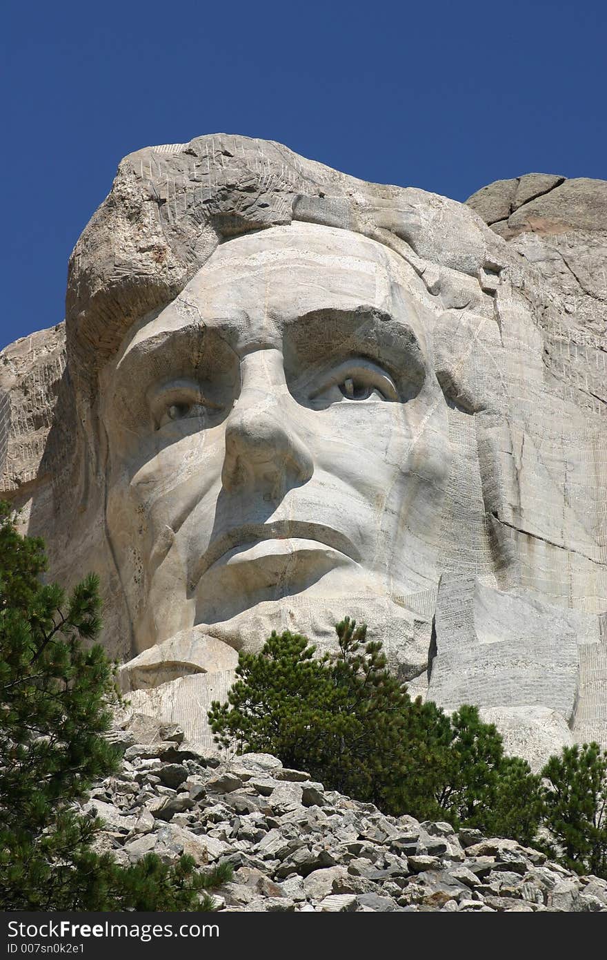 Mt. Rushmore in August with a beautiful blue sky in the background. Mt. Rushmore in August with a beautiful blue sky in the background