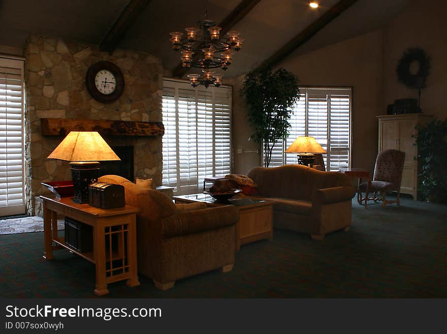 The hotel lobby sitting area at the Yarrow hotel in Park City, Utah