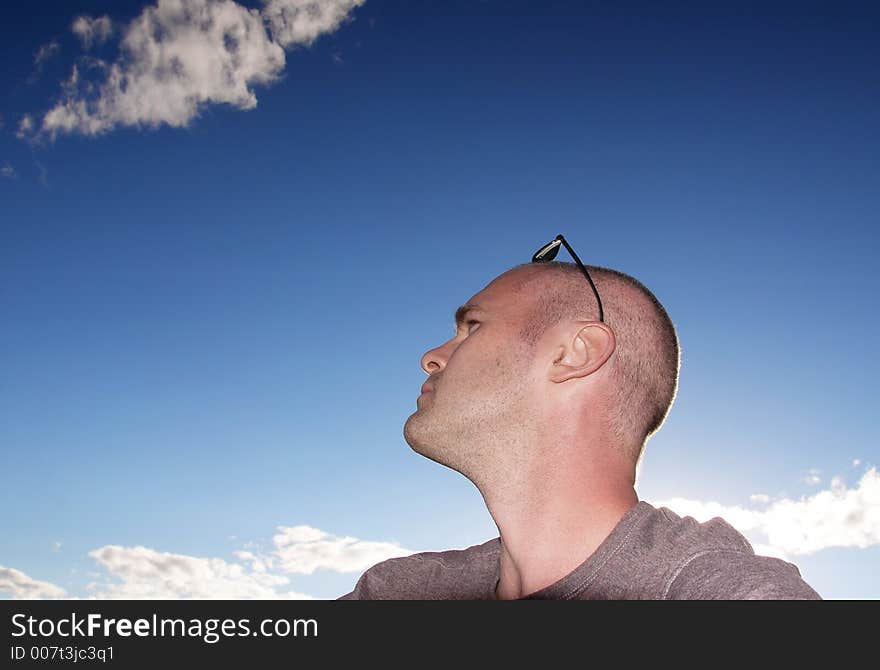 Male with shaved head. Male with shaved head