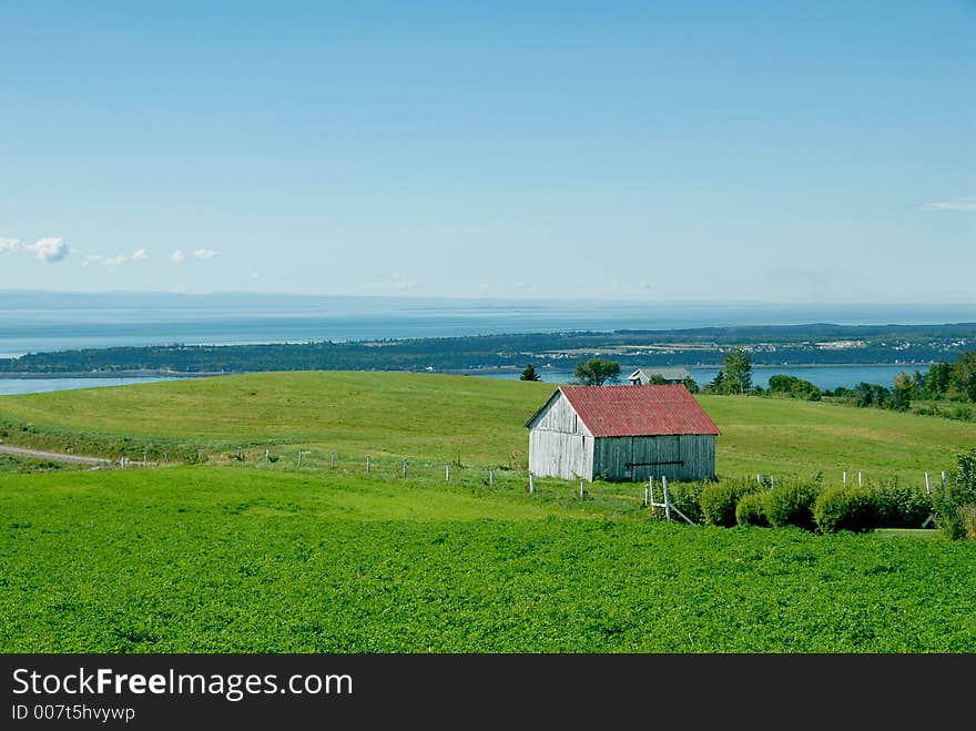 Shed in field. Shed in field