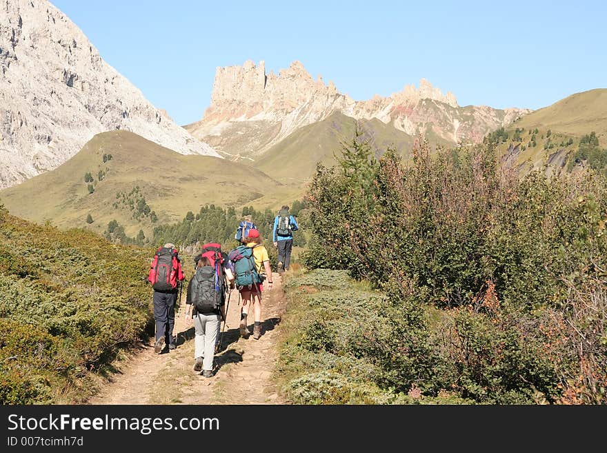 Trekkers In The Dolomites