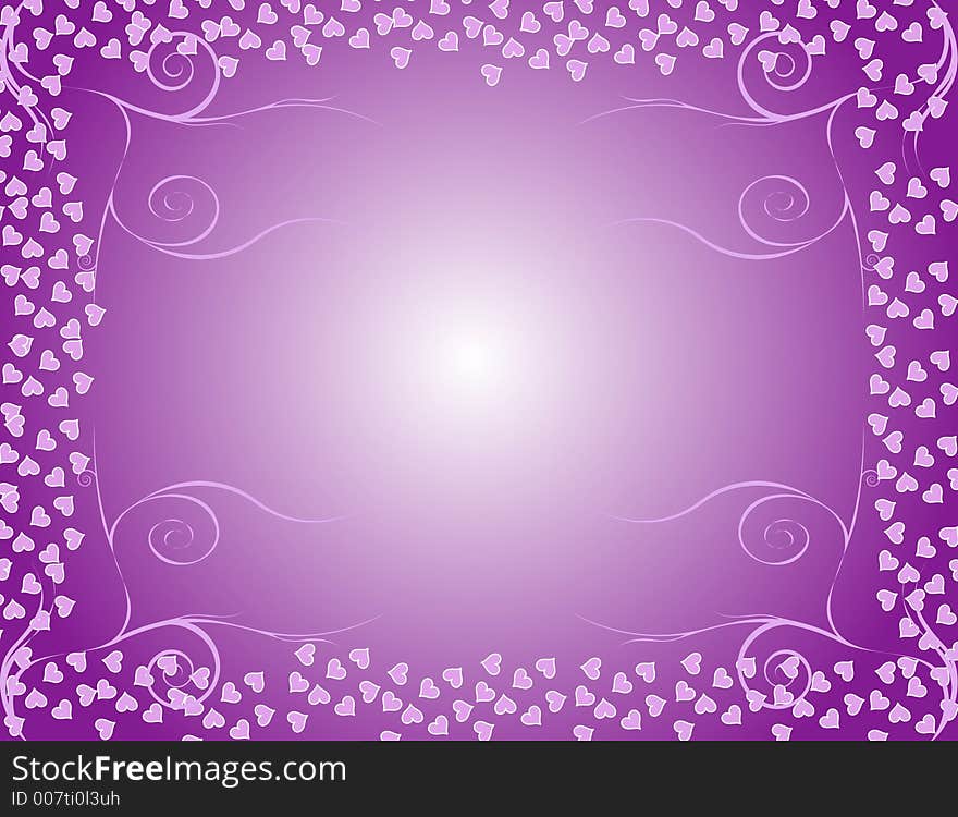 Purple an lilac hearts and swirls border