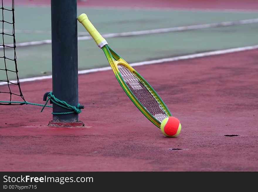 Ball racket and tennis net. Ball racket and tennis net