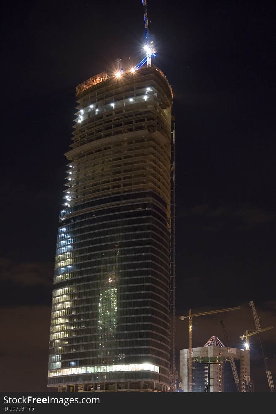 Construction Of Moscow Business Center, Night Scene 1